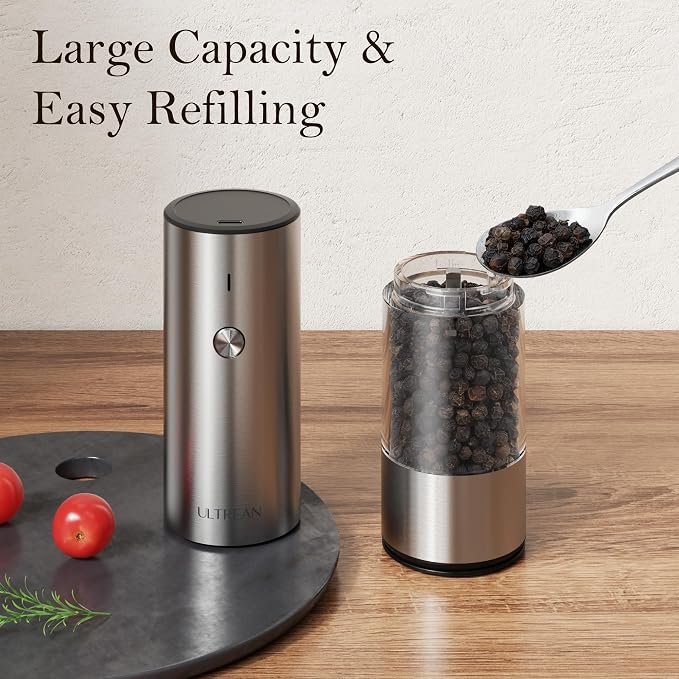 Ultrean Salt and Pepper Grinder Set, Rechargeable Salt and Pepper Shakers - Image 5