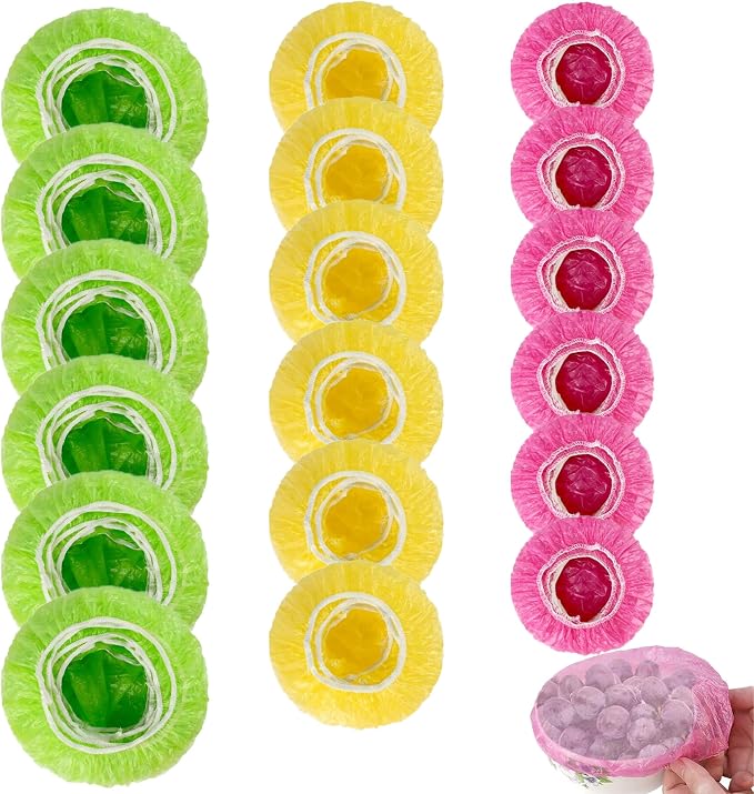 HANSGO 120PCS Reusable Bowl Covers – Elastic Plastic Food Storage Wraps by HansGo