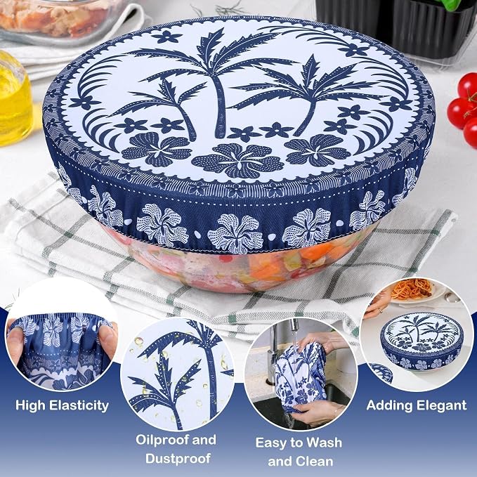 5 Pieces Bowl Covers Reusable, 5 Size Elastic Cloth Bowl Covers - Image 4