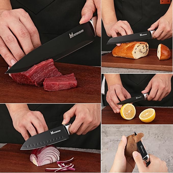 Black Knife Set, Howashin 15 Pieces Knife Sets - Image 4