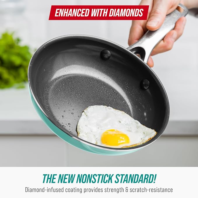 Blue Diamond 8" Nonstick Frying Pan Skillet, Diamond Infused Ceramic PFAS-Free - Image 2