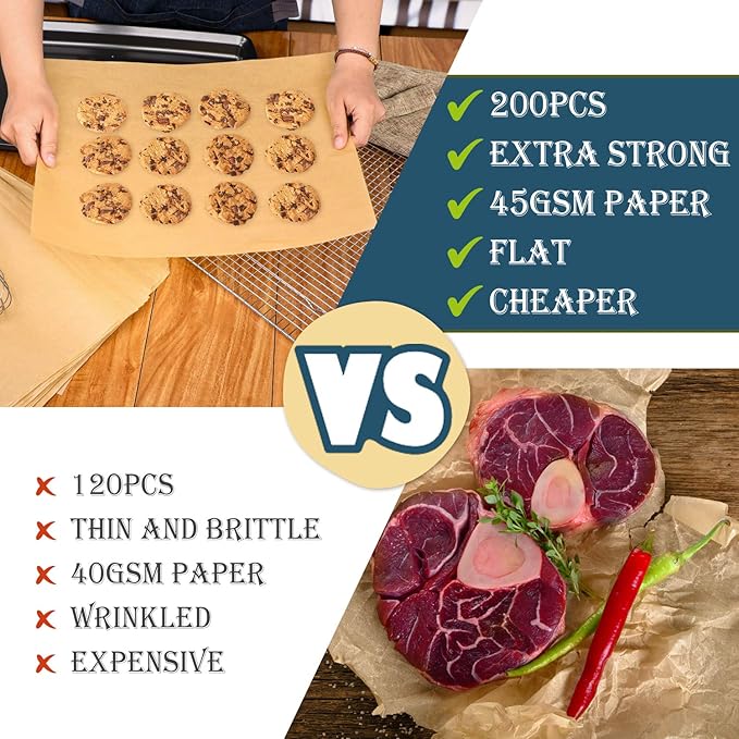 Hiware 200 PCS Parchment Paper Baking Sheets 9x13 IN, Precut Non-Stick - Image 4