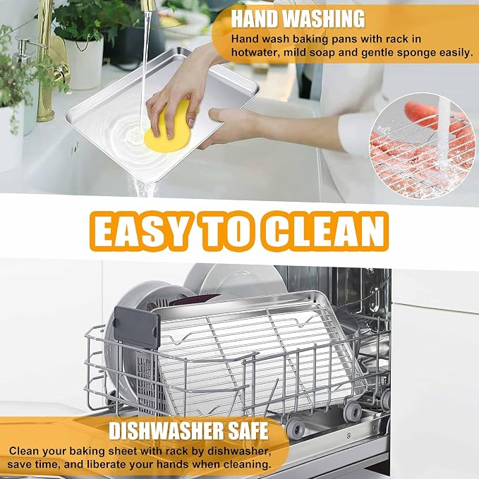 Homikit Quarter Sheet with Rack, 9x13 Stainless Steel Baking Pan with Wire - Image 7