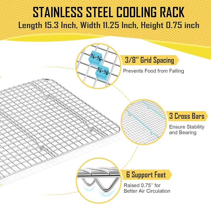 16 Inch Baking Sheet Pan with Cooling Rack Set, Joyfair Stainless Steel Toaster - Image 3