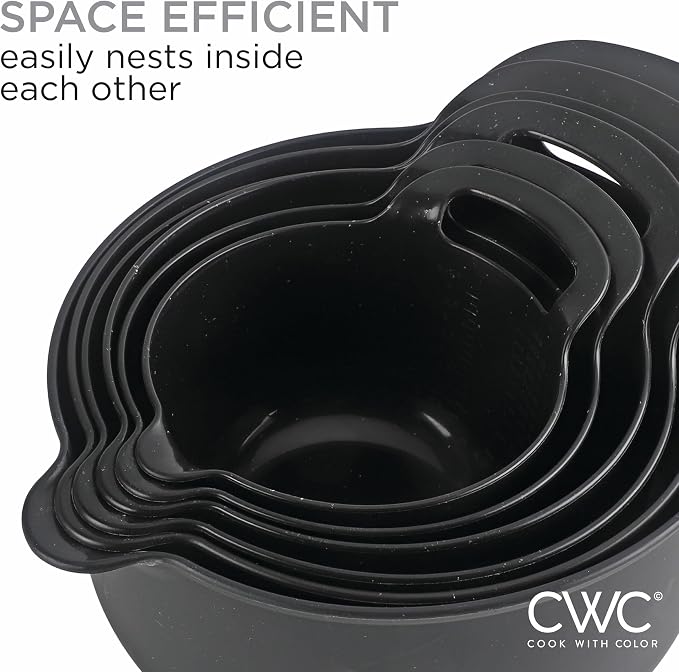 COOK WITH COLOR Nesting Plastic Mixing Bowl Set with Pour Spouts and Handles - Image 4