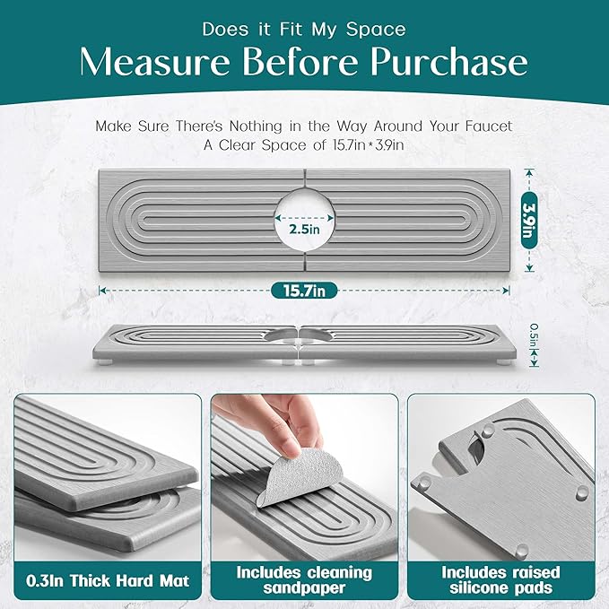 Eormoe Kitchen Sink Faucet Mat - Image 5