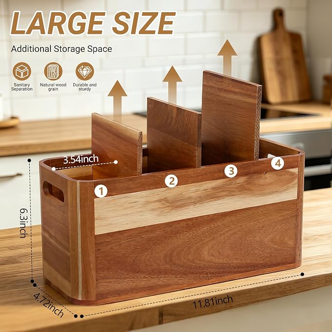 2PC Wooden Kitchen Utensil Holder - Image 4