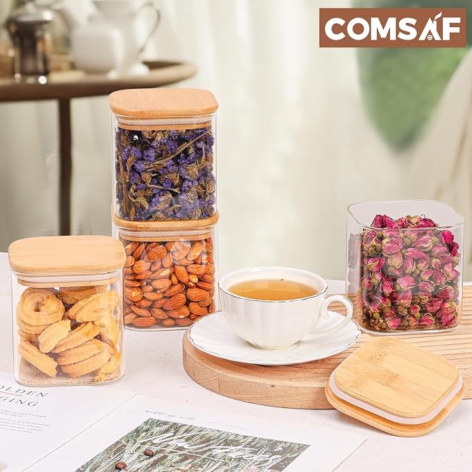 ComSaf 0.7 Qt Glass Food Storage Jars Set of 4, Pantry Organization Jar - Image 9