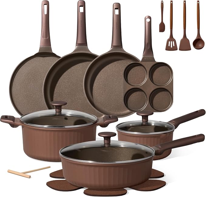 CAROTE Pots and Pans Set Non Stick, Cookware Sets Nonstick 21 pcs Kitchen Pot & by CAROTE