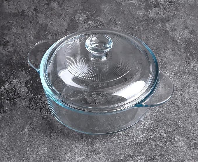 Clear Round Glass Casserole - Image 4