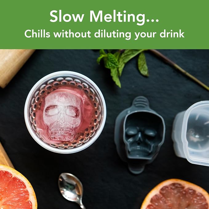 Tovolo Skull Ice Cube Mold Pack of 2 Craft Ice Molds - Image 2