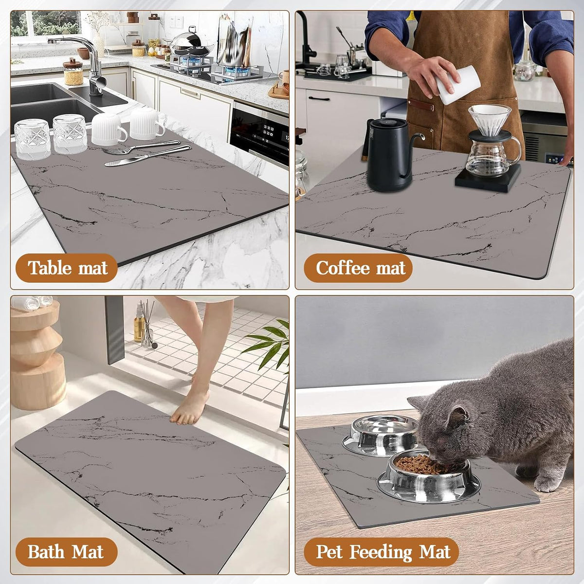 Dish Drying Mats for Kitchen Counter, 24"x16" Absorbent Coffee Bar