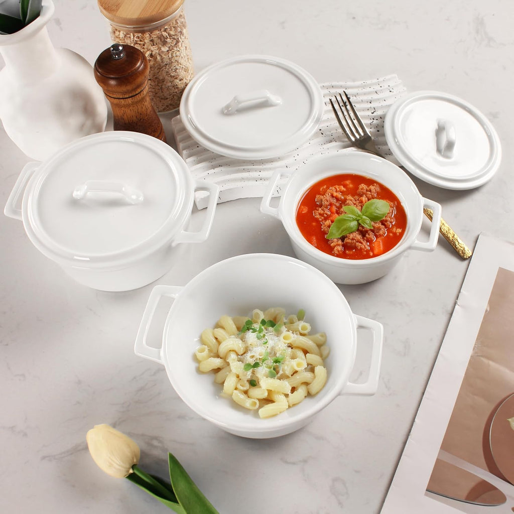 Ceramic Mini Round Cocotte Set, 13.5 Ounces Small Casserole Dishes