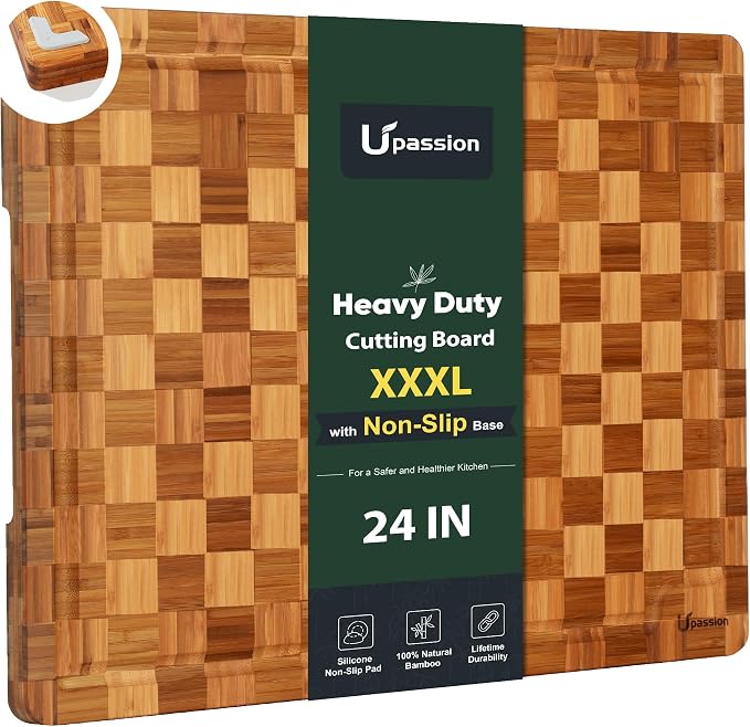 XXXLarge Bamboo Cutting Boards Charcuterie Board Best Non Toxic Large Butcher by Upassion