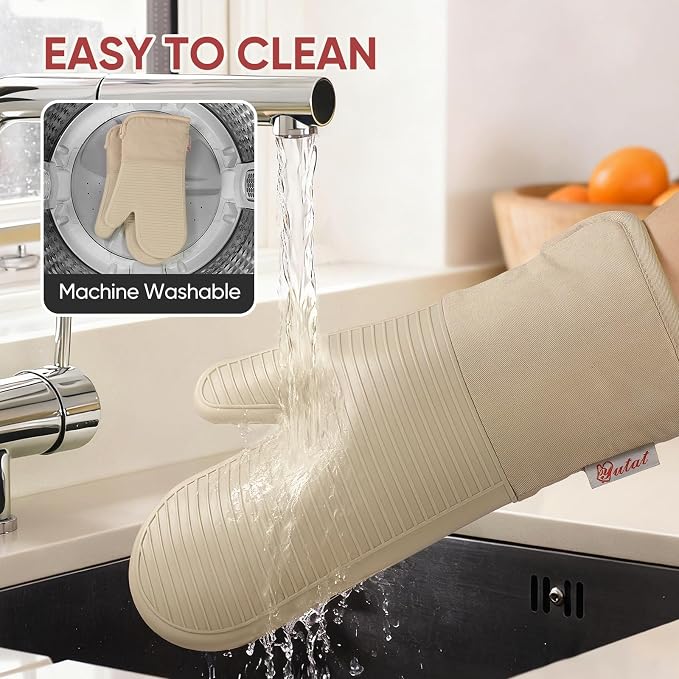 YUTAT Silicone Oven Mitts and Pot Holders Set, High Heat Resistant Up to 500 - Image 6
