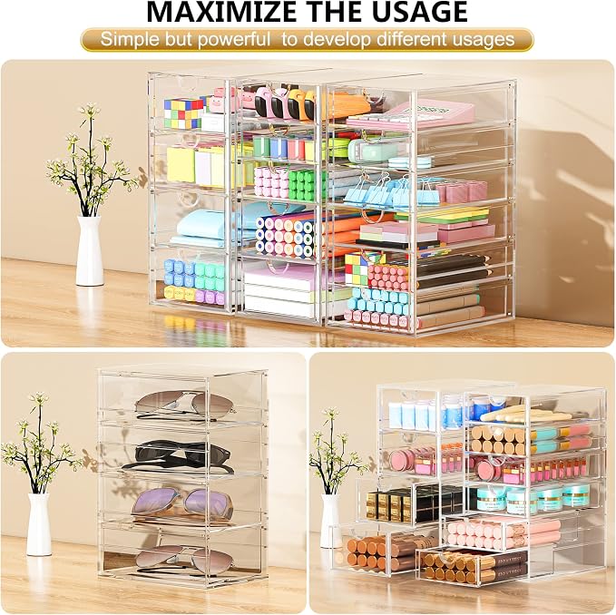Acrylic 3 Pack Desk Organizers and Accessories, Makeup Organizer Storage - Image 4