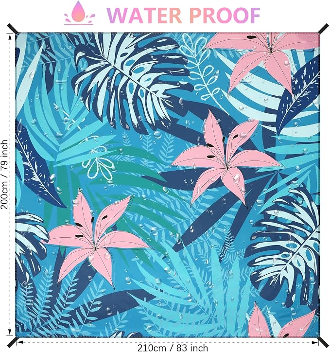 WIWIGO Beach Blanket Waterproof Sandproof Beach Mat 79" X 83"/10'x9'for 2-8 - Image 2