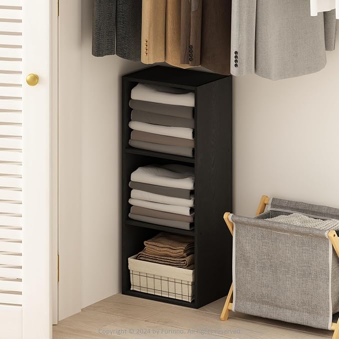 Furinno Reed Closet Organizers and Storage, 3-Tier Closet Organizer, Open Shelf by Furinno-FitsYourSpaceFitsYourBudget