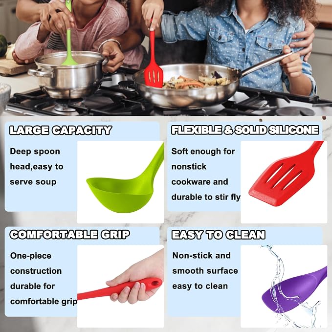 E-far 10 Pcs Silicone Cooking Utensils Set, Heat Resistant Kitchen Utensil Set - Image 4