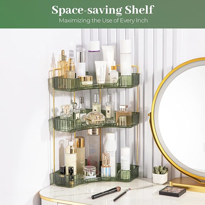 Aveniee Corner Bathroom Counter Organizer, 3 Tier Makeup Perfume Storage - Image 6