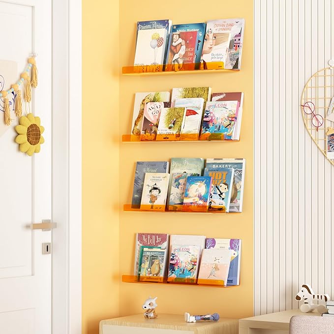 upsimples Acrylic Shelves for Wall Decor, Living Room, Floating Bookshelves for - Image 4