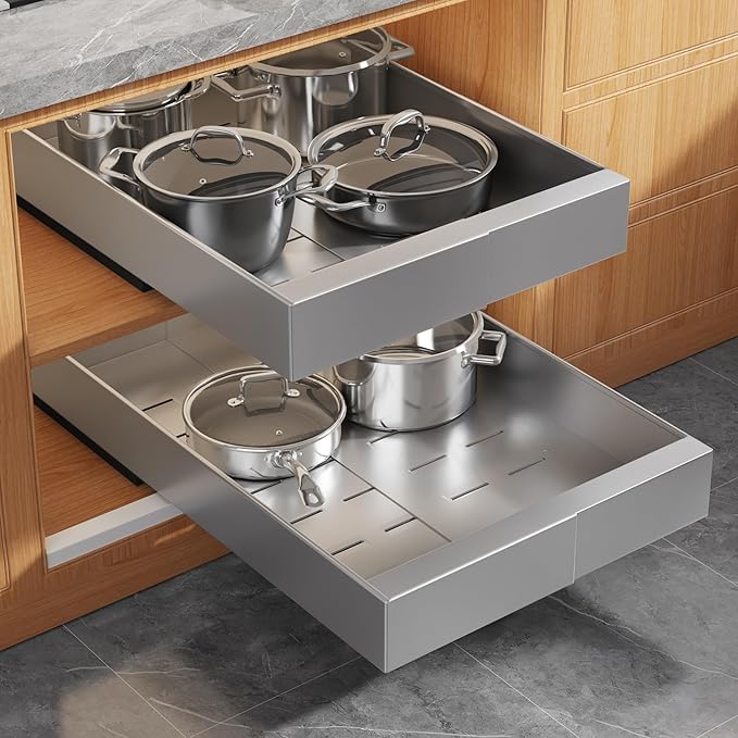 Seinloes 2 Pack Expandable Width Pull Out Cabinet Organizer 21" Deep by Seinloes