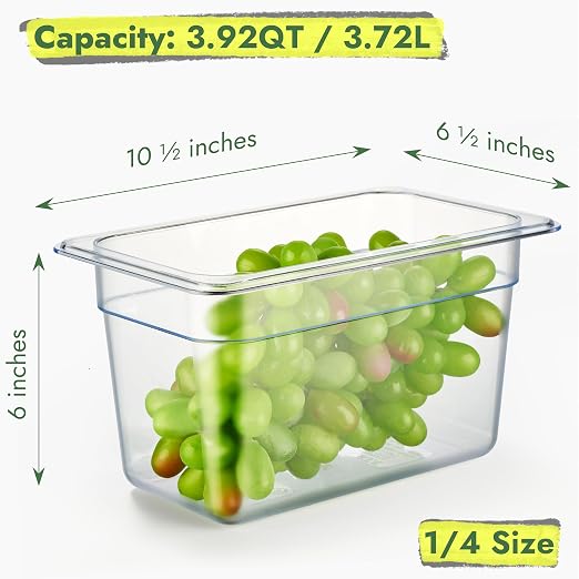 CURTA 6-Pack 1/4 Size 6" Deep NSF Polycarbonate Food Pans - Image 2