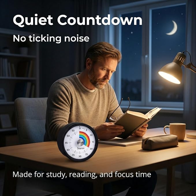 Searon Quiet Visual Timer with Magnet, Countdown Timer with Rainbow Disk and - Image 5