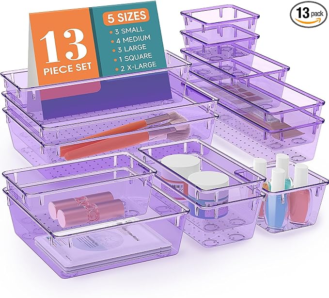 StorMiracle 13 PCS Drawer Organizer Set, 5 Varied Size Bathroom and kitchen by StorMiracle