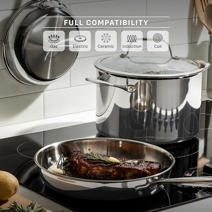 T-fal Pro Tri-Ply Stainless Steel Cookware Set, 10 Piece-Induction Compatible - Image 7