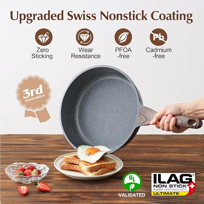 SENSARTE Nonstick Skillet, Deep Frying Pan 10/11/12-inch, Saute Pan - Image 2