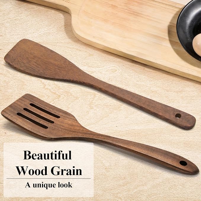 Wooden Spatula Nonstick Turner Acacia Wood, Ideal Cookware Utensils - Image 3