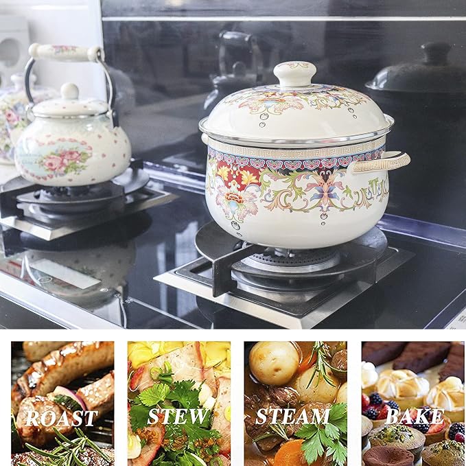 Retro Flower Enamel Stockpot - Image 7