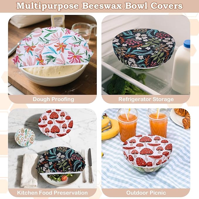 5-Size Reusable Beeswax Bowl Covers - Image 5