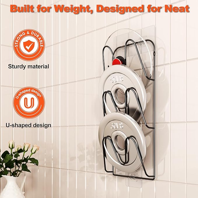 2 Pack Pot Lid Organizer, 6-Tier Pots and Pans Lid Organizer Under Cabinet - Image 6