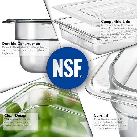 CURTA 6-Pack 1/2 Size 2.5" Deep NSF Polycarbonate Food Pans | Dishwasher & - Image 5