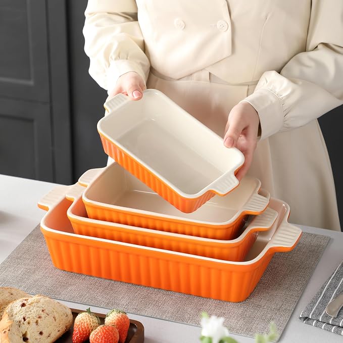 MALACASA Bakeware Set of 4, Porcelain Baking Pans Set - Image 6
