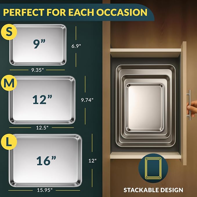 Baker’s Signature Stainless Steel Cookie Sheet Pan, Stainless Steel Baking - Image 2