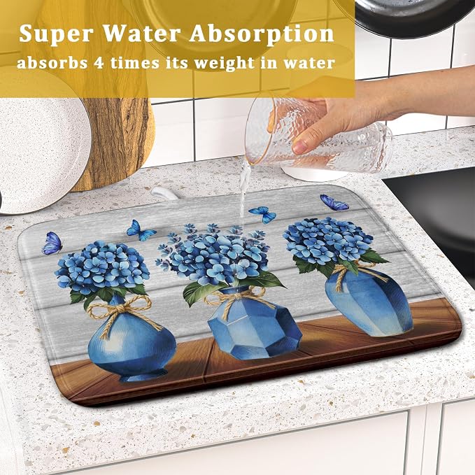 Giwawa Blue Hydrangea Dish Drying Mat - Image 7