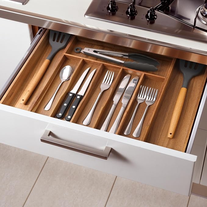 Large Premium Acacia Silverware Organizer - Image 8
