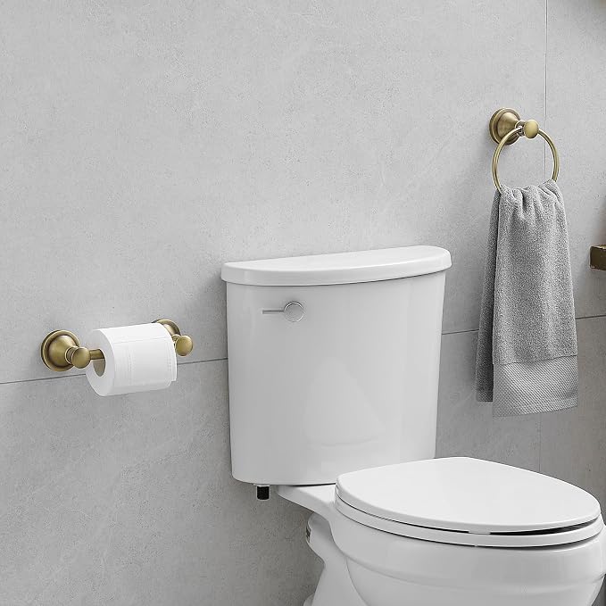RUMOSE Toilet Paper Holder and Hand Towel Ring Antique Brass Wall Mount - Image 2