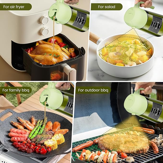 LAKUMIQI 2 in 1 Oil Sprayer for Cooking, 16oz Olive Oil Dispenser Bottle for - Image 4