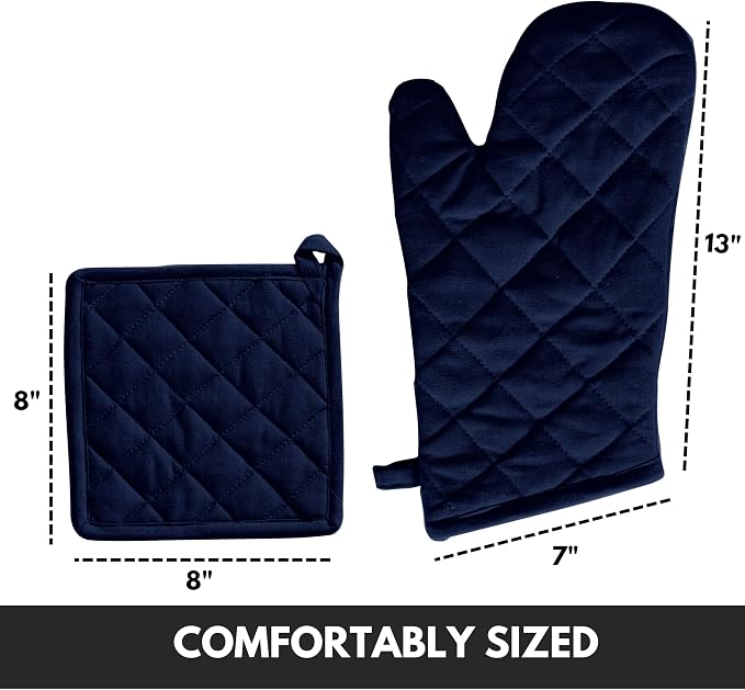 Oven Mitt & Pot Holder 100% Cotton Set of Heat Resistant Oven Gloves & Hot Pads - Image 4