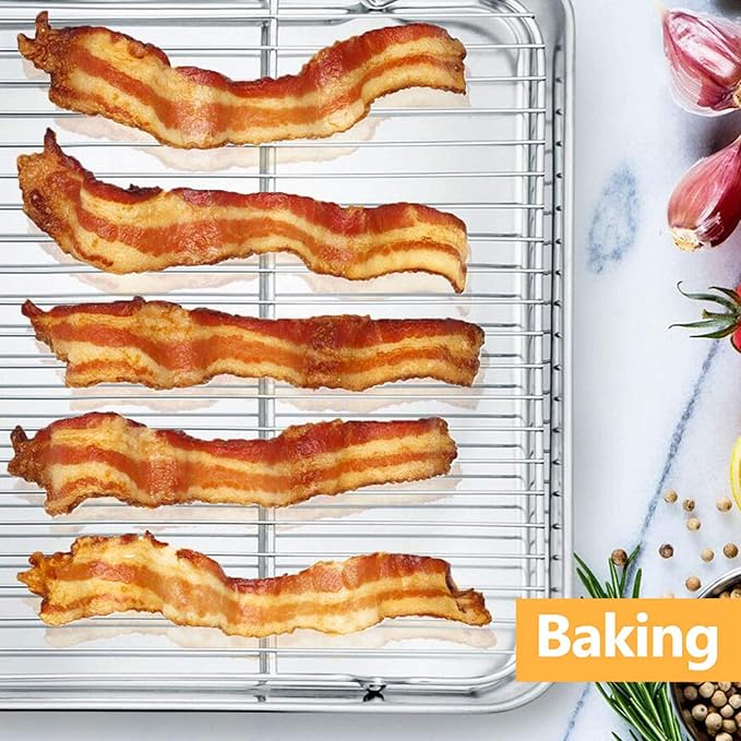 Baking Cooling Rack Set of 2, E-far 16.5"x11.5" Stainless Steel Metal Roasting - Image 4