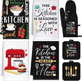 Leinuosen 8 Pcs Cuisine Kitchen Decor Accessories Set Farmhouse Towels Oven by Leinuosen