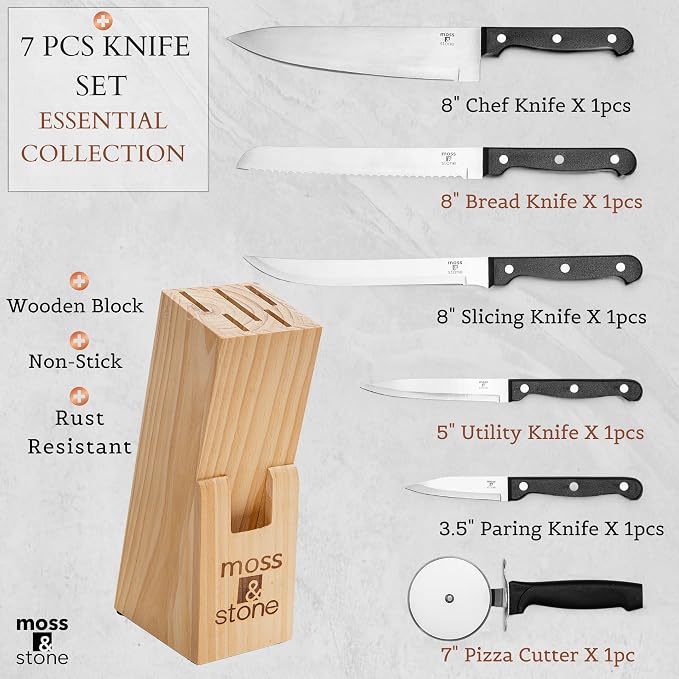Moss & Stone 7-Piece Kitchen Knife Set - Image 2