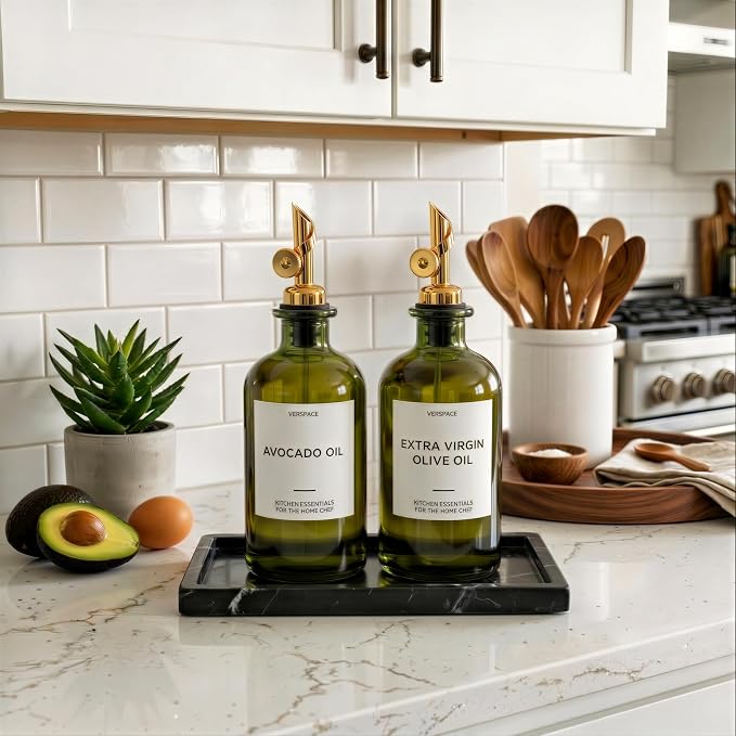Verspace UV-Protected Green Glass Olive Oil Dispenser Bottles - Image 2