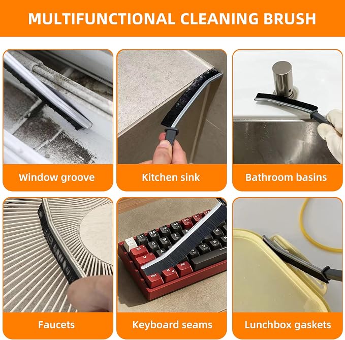 3Pcs Hard-bristled Crevice Cleaning Brush, Bathroom Cleaner Tools - Image 5