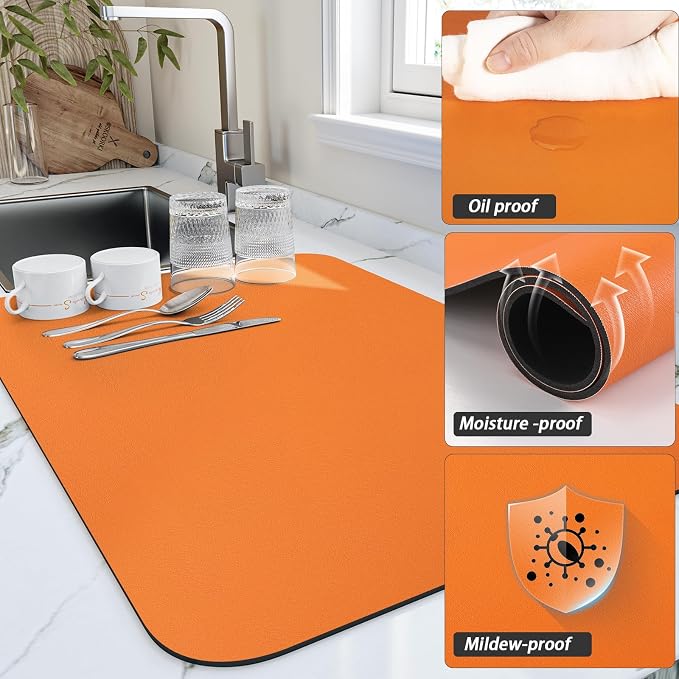HotLive Dish Drying Mat for Kitchen Counter, Heat Resistant Drainer Mats - Image 3