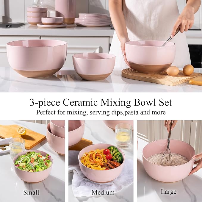 AmorArc Ceramic Mixing Bowls|Nesting Bowls Set of 3 - Image 4